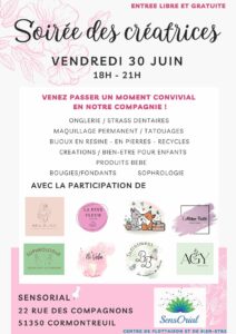 Soirée des créatrices le 30 juin Chez Sensorial à Cormontreuil